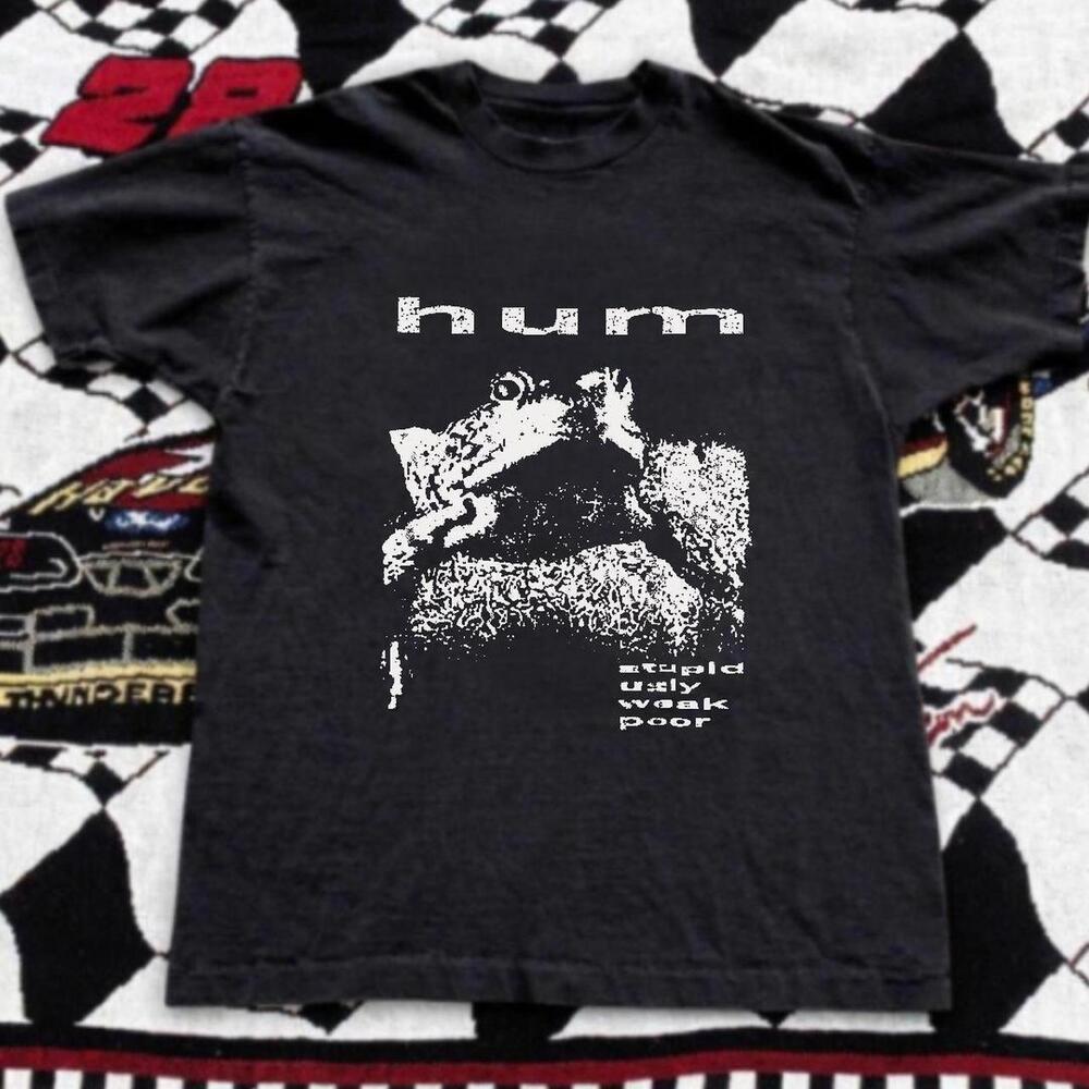 Gildan Men Black T-Shirt, Black Hum Band Tee